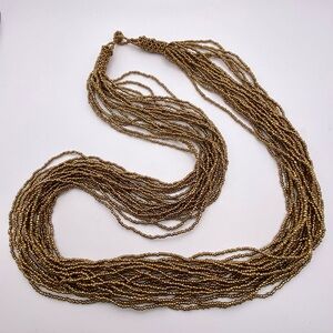 Seed Bead Bronze Color Long 39” Multi Strand Nice Piece!